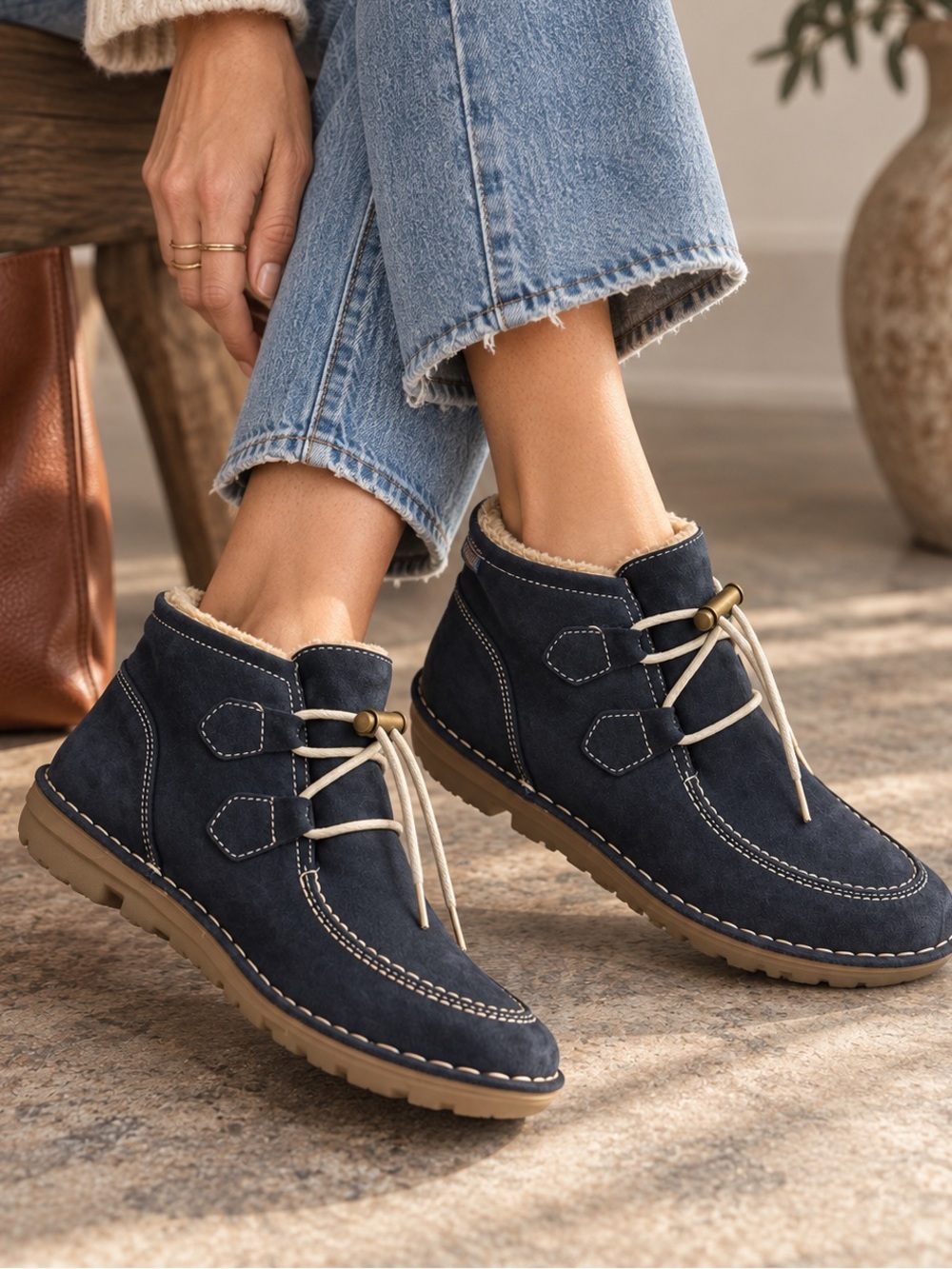 On Foot Blue Suede Water Resistant Ankle Boots Spain EU 41 New